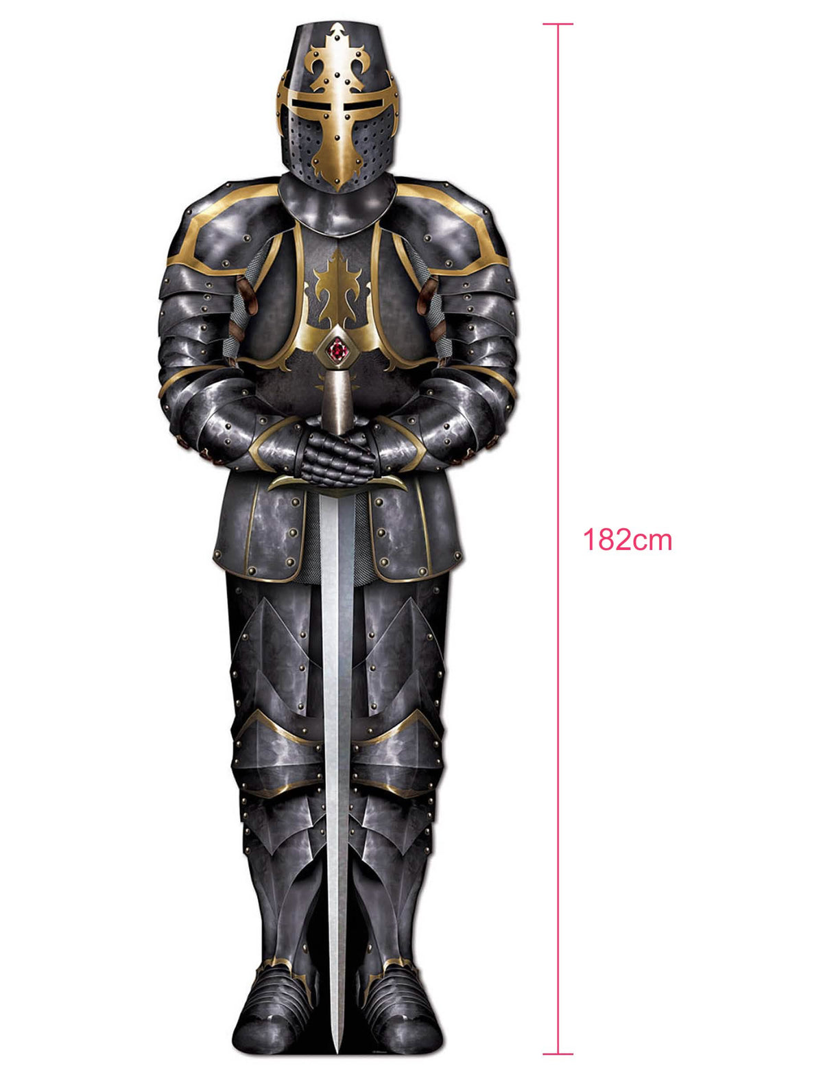 Detail výšky dekorácie rytiera v brnení