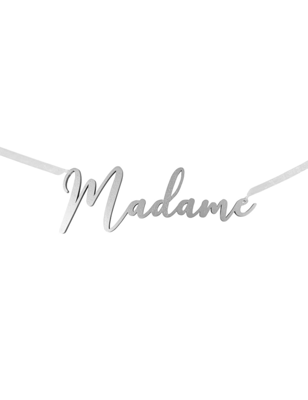 Dekorácia stoličky Madame na svadbu, strieborná metalická