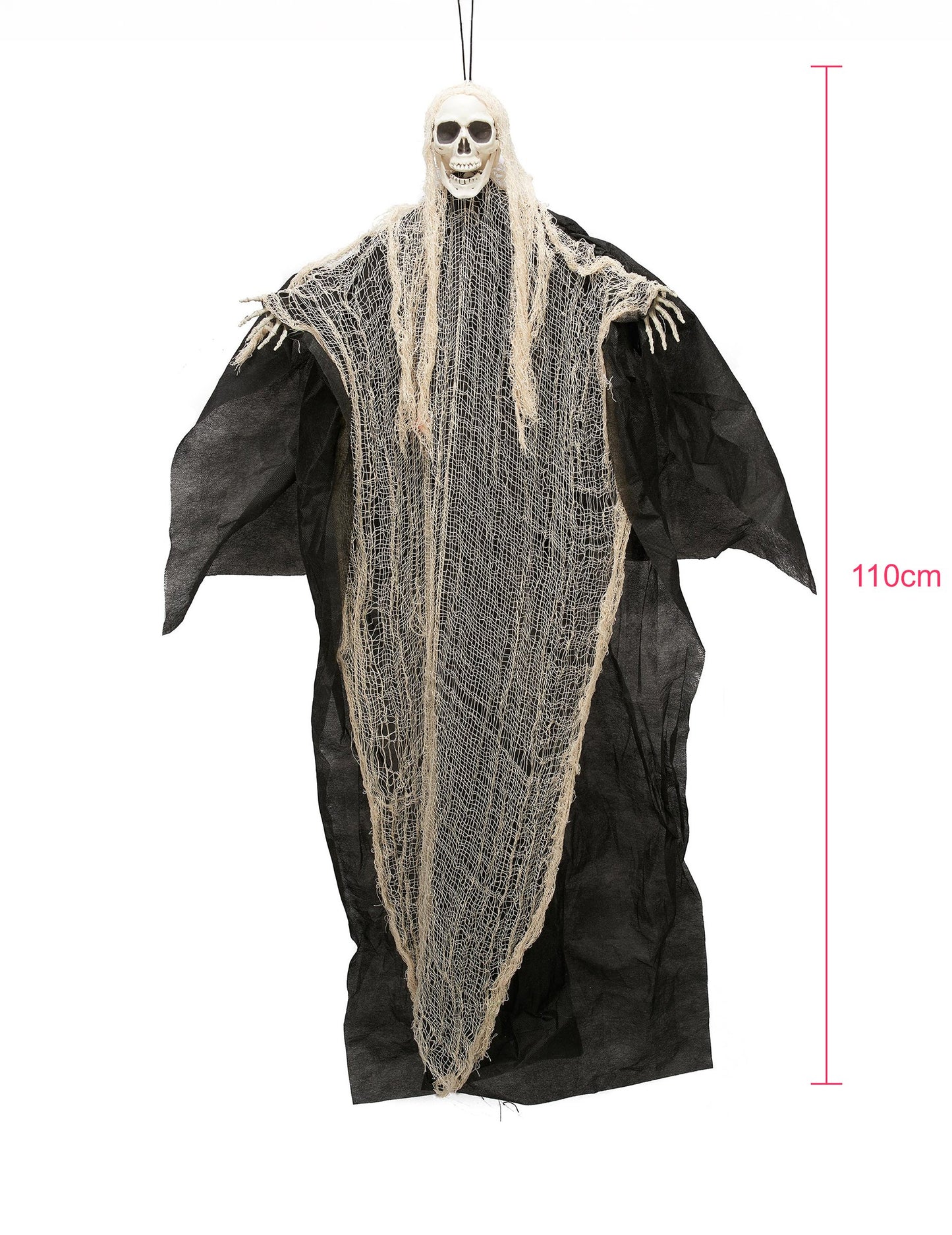 Dekorácia čiernej a bielej kosačky na zavesenie Halloween 110 cm
