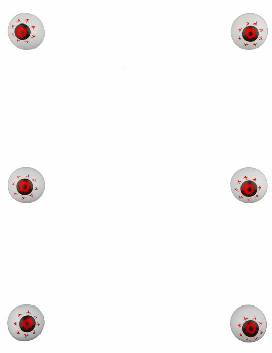 Vue d'ensemble des 6 pièces des décorations petits yeux globuleux pour Halloween
