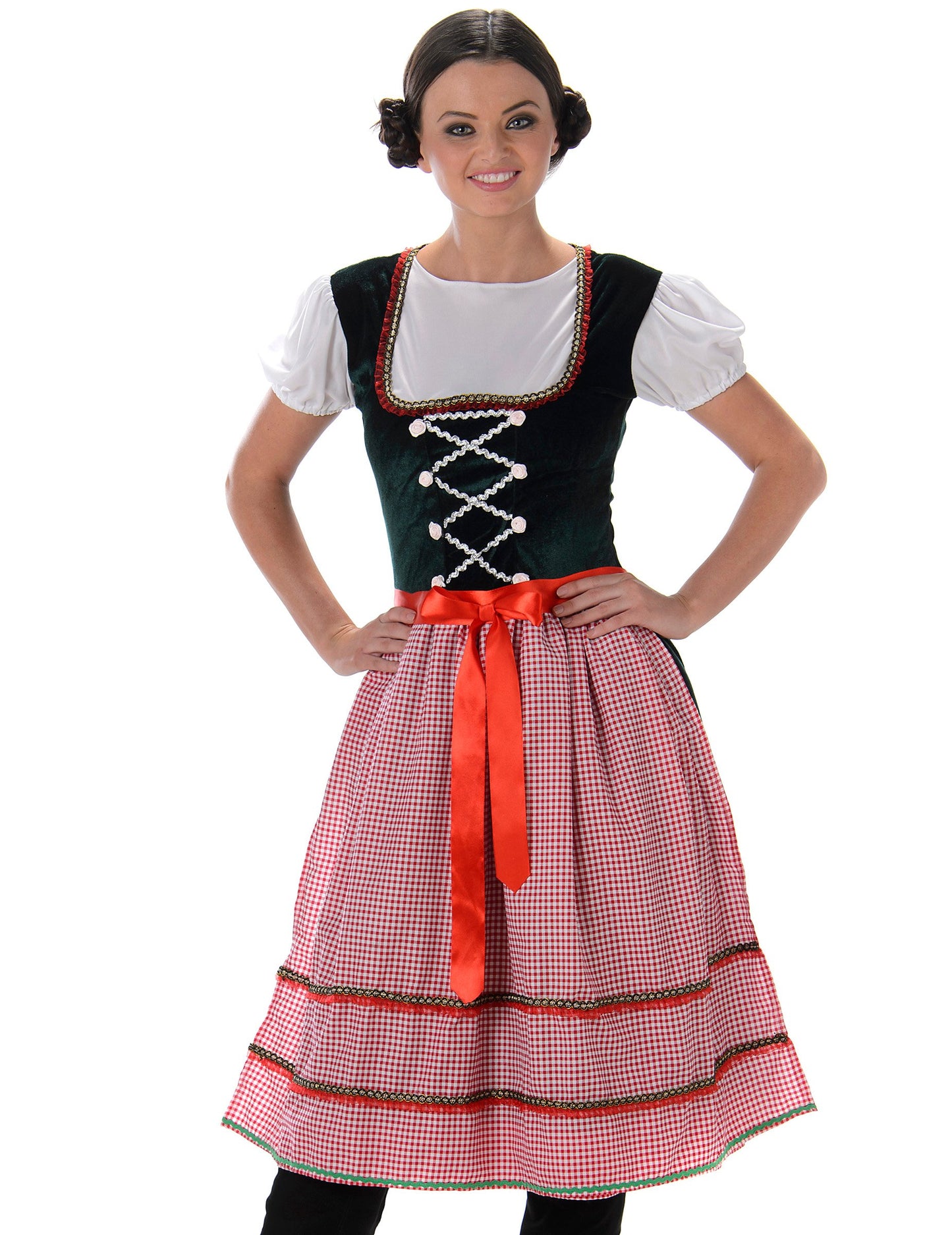 Gros plan sur le bustier du déguisement de bavaroise robe longue