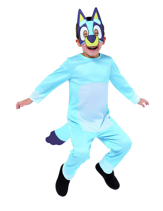 Vue d'ensemble en mouvement du déguisement Bluey pour enfant