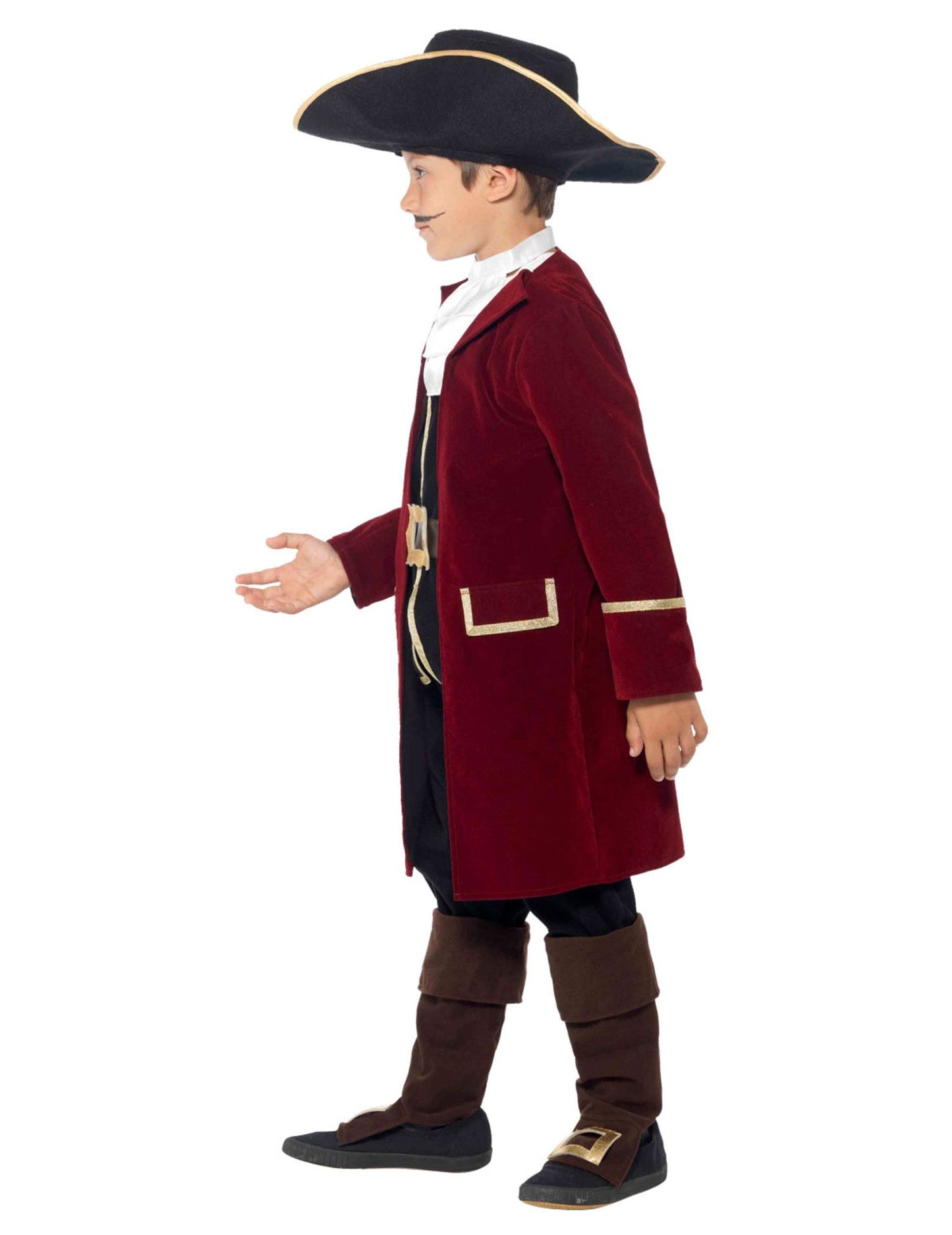 Bočný pohľad na dizajn pirátskeho kapitána pre chlapca