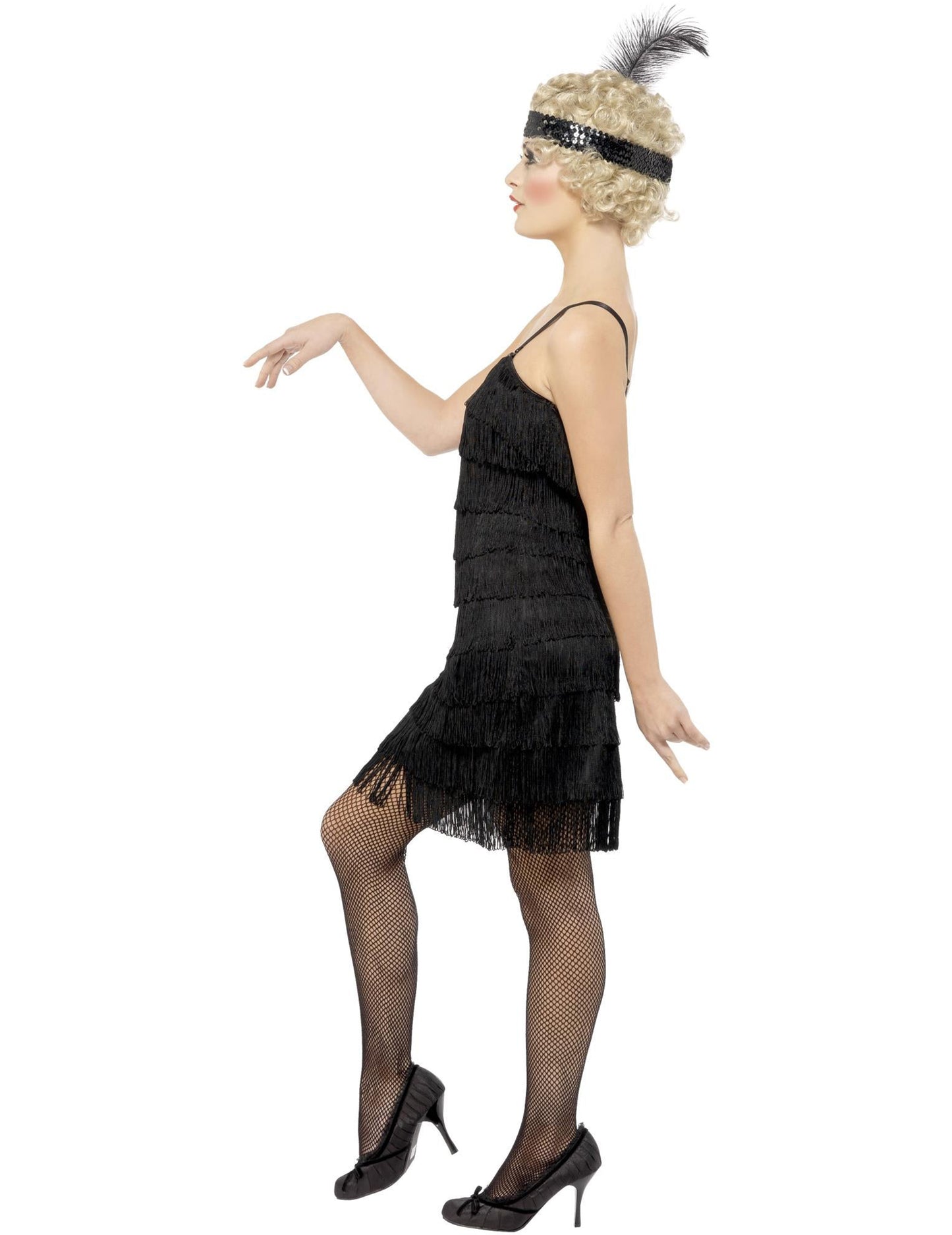Charleston maskovanie s čiernymi strapcami žena