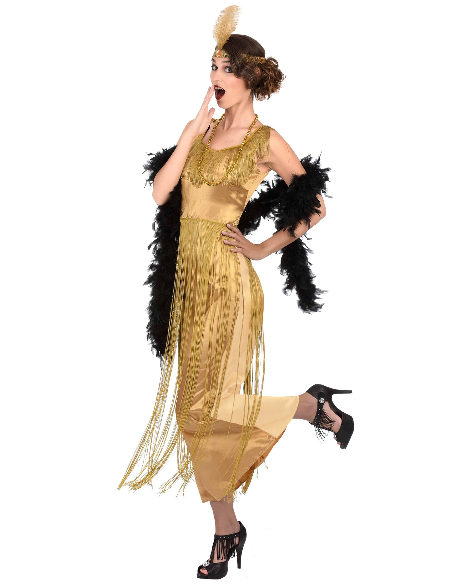 Zlatý kostým Charleston s ženskými strapcami