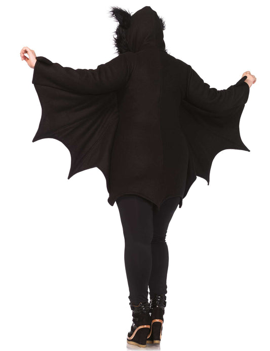 Détail de la capuche à oreilles du déguisement de chauve-souris Halloween