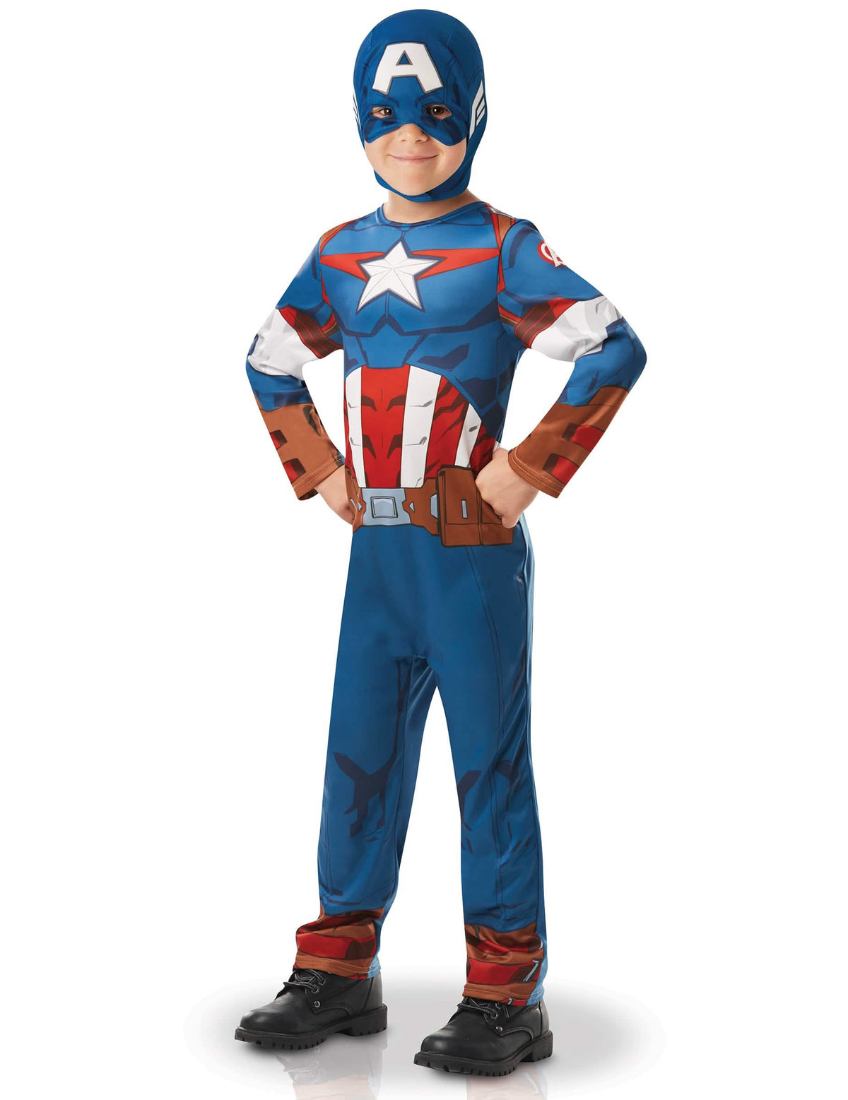 Klasický kostým Captain America zo seriálu pre chlapec modrá a červená s kuklou