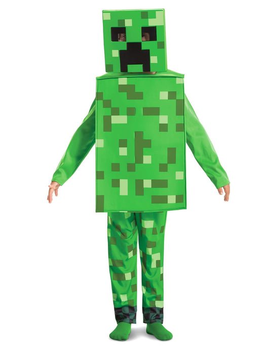 Vue du costume de Creeper du déguisement de couple Minecraft pour enfant