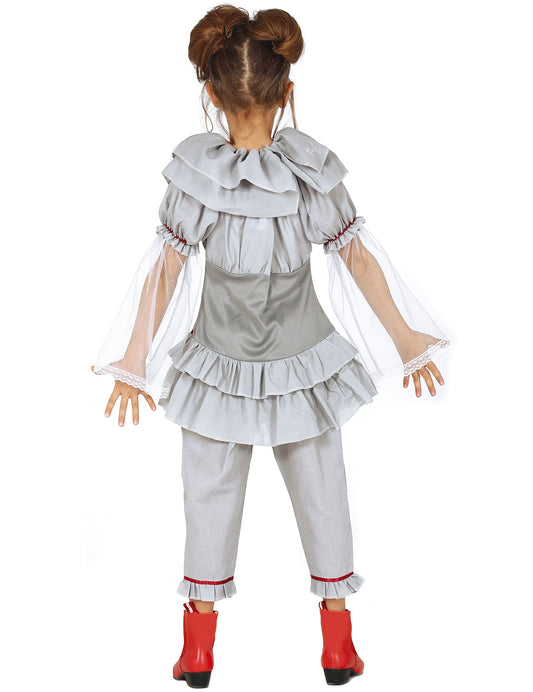 Vue de dos du déguisement de clown assassin pour fille