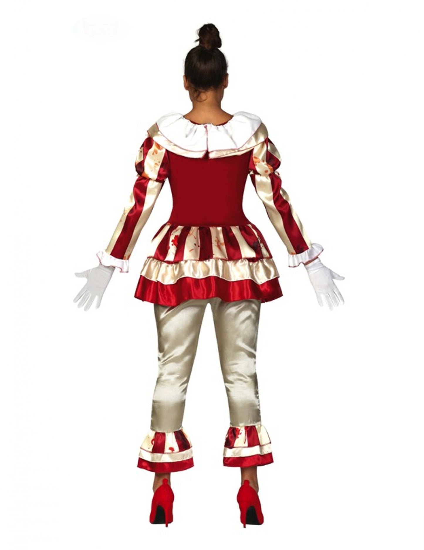 Desivé červené a biele ženské klaun kostým