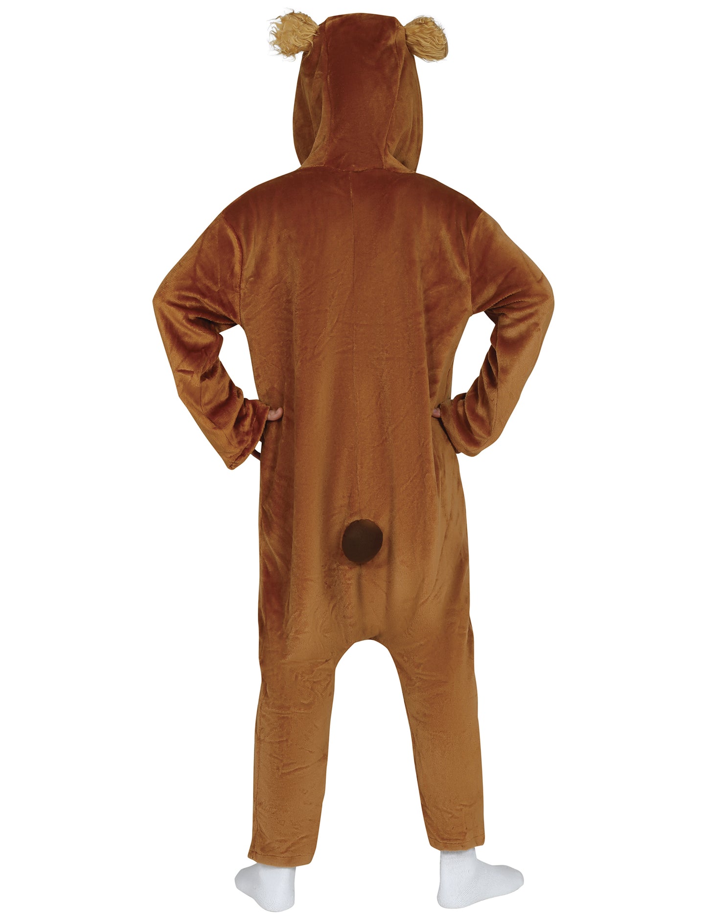 Vue de dos du déguisement combinaison ours brun