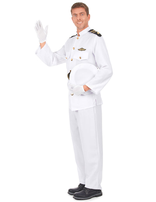 Vue de profil du déguisement uniforme d'officier de la marine