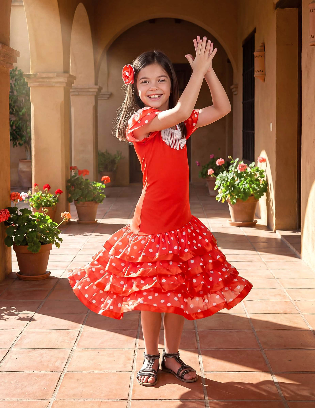 Situácia tanca v kostýme tanečnice flamenca