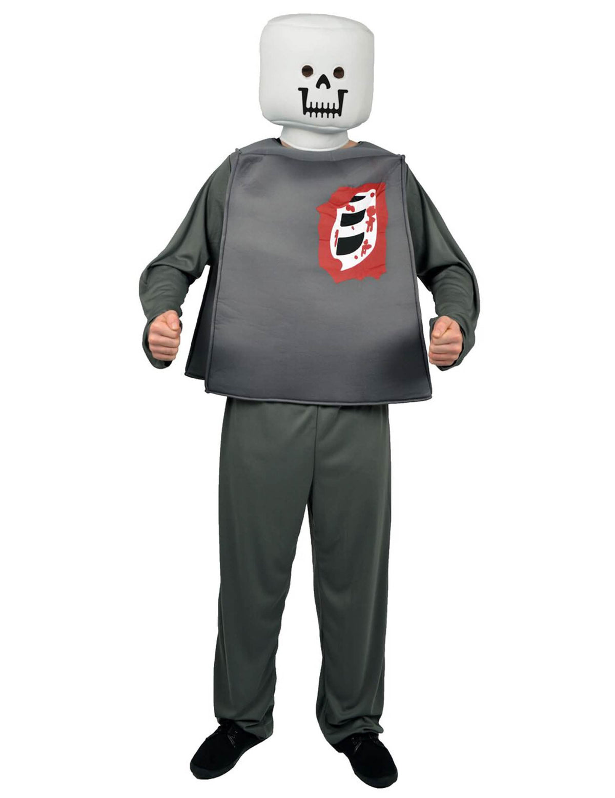 Kostým zombie kocky halloween pre dieťa sivá a biela s viditeľným hrudným košom