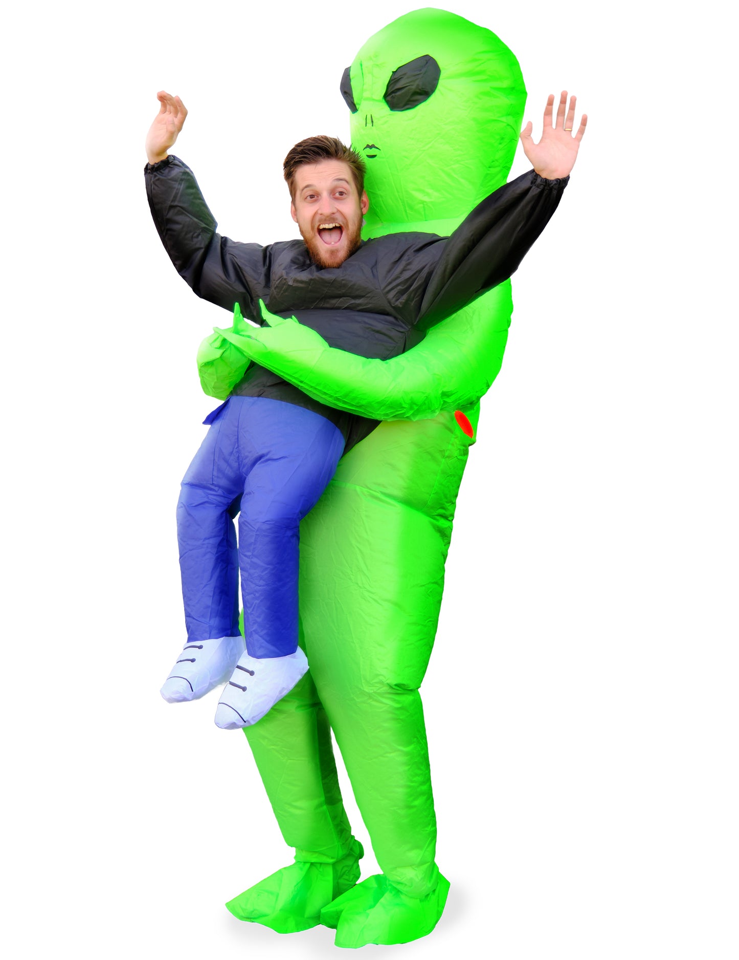 Nafukovacie maskovanie, ktoré nesie dospelý mimozemšťan