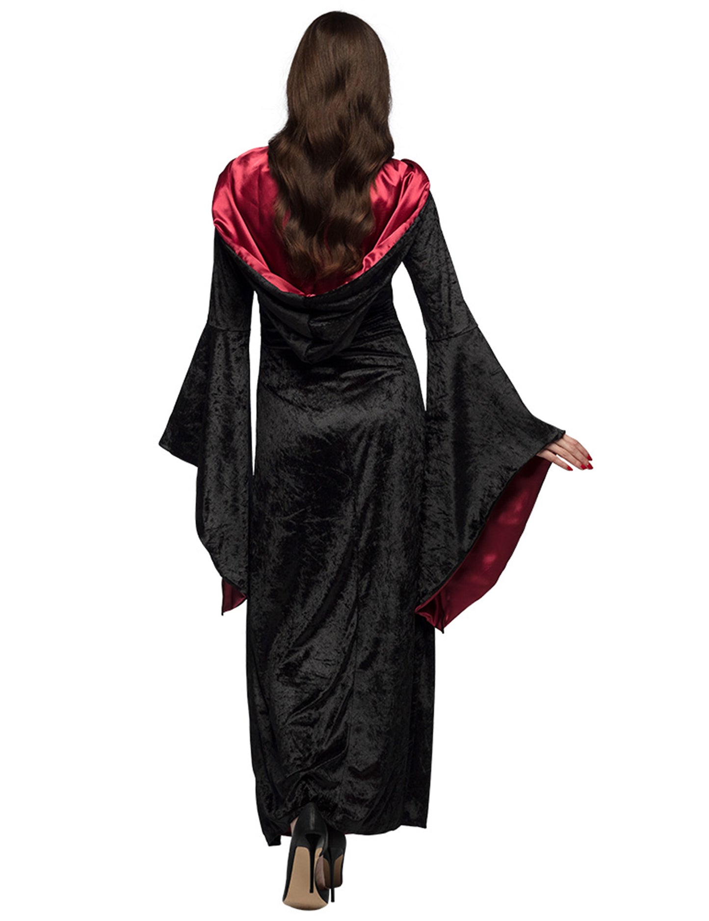 Červená a čierna dámska červená kapucňa