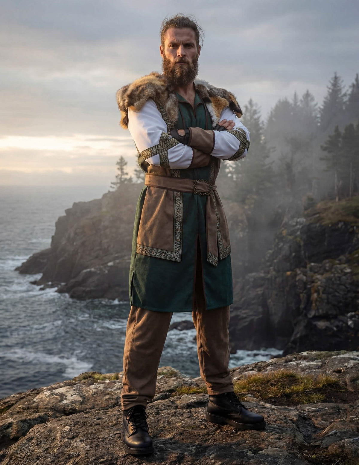 Pohľad spredu na luxusný vikingský bojovnícky kostým