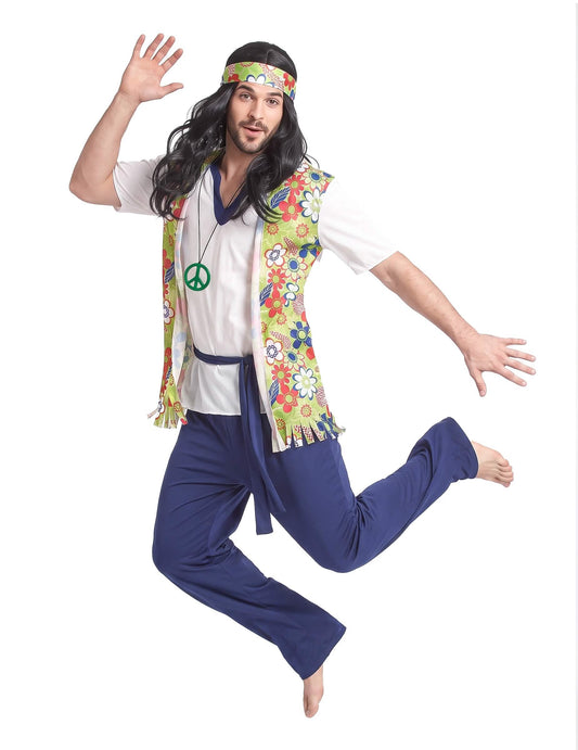 Modrý hippie hippie kostým