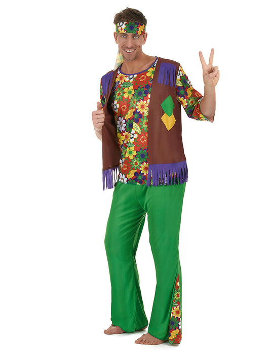 Vue de face du déguisement Hippie flower power