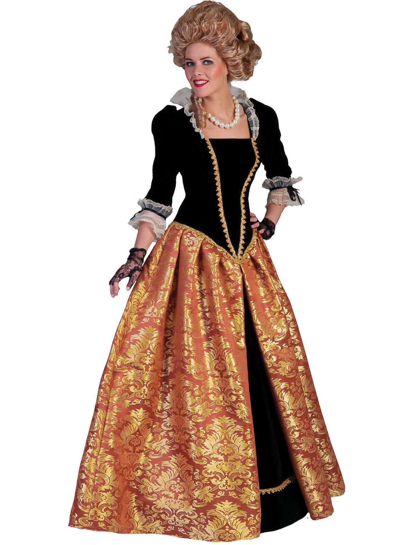 Barokový kostým cisárovnej pre ženy v čiernej a zlatej farbe