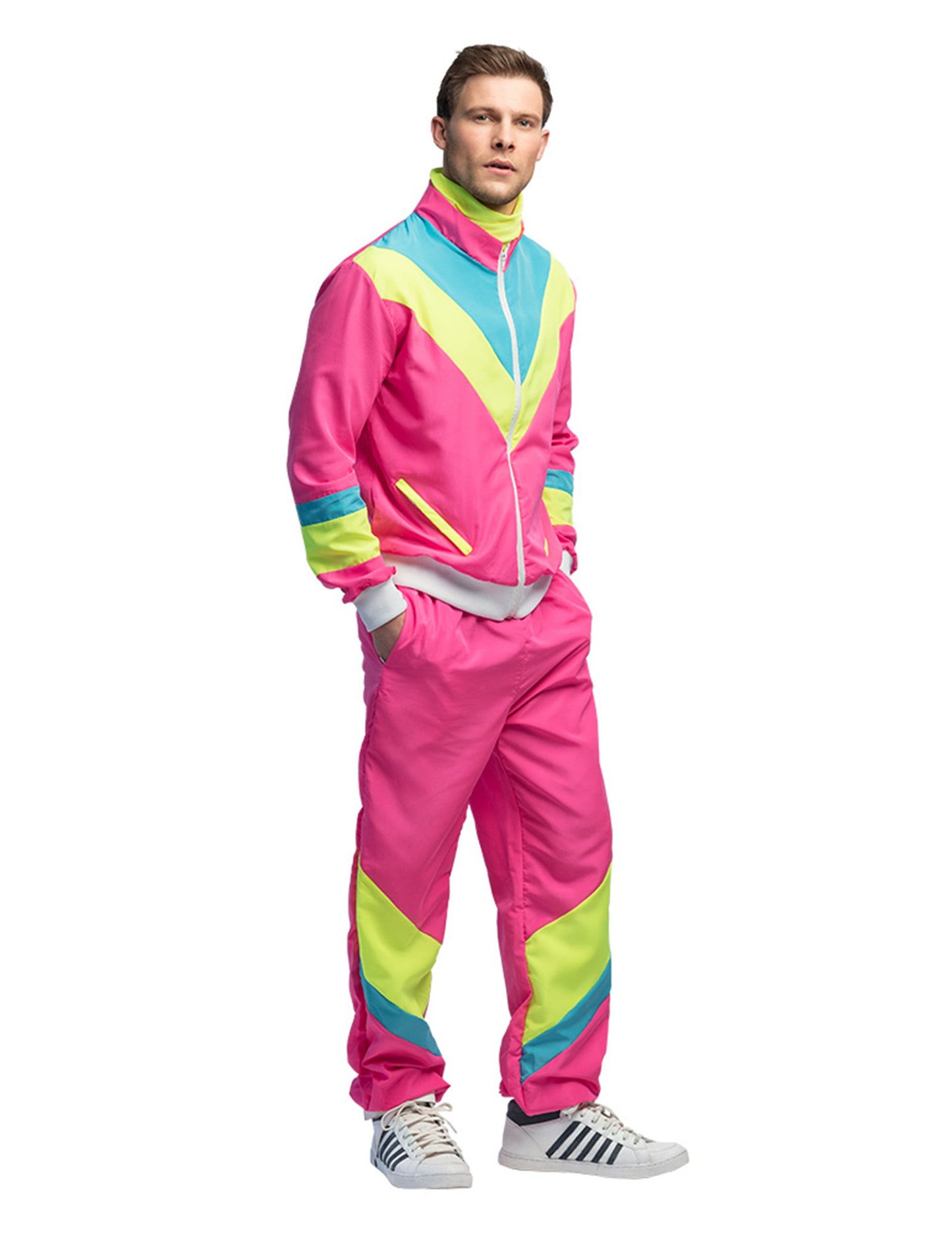 Pánsky neónový ružový retro jogging kostým