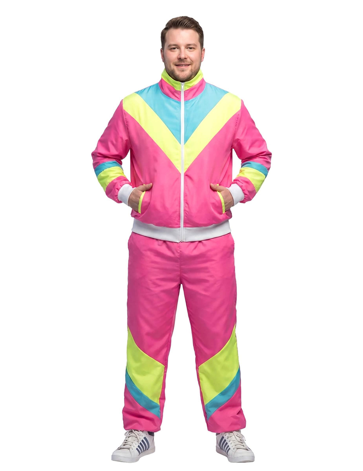 Pánsky neónový ružový retro jogging kostým