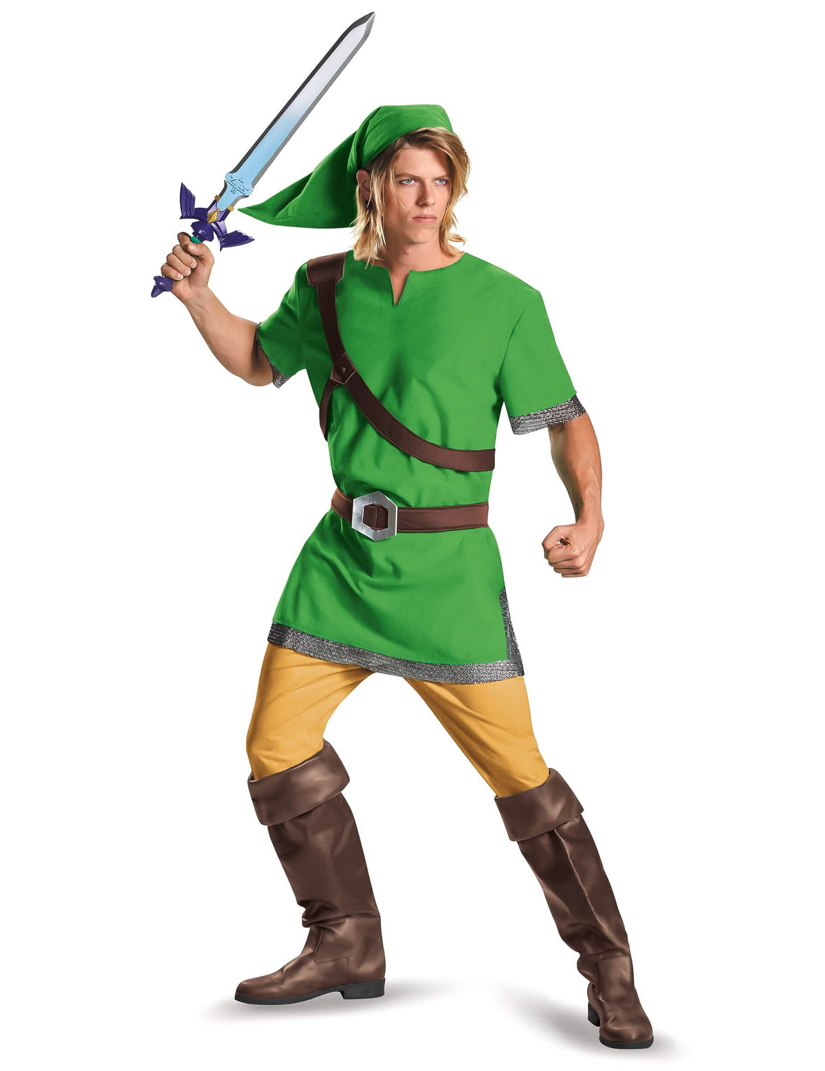 Klasický kostým Link ZELDA pre dospelého zelená s čiapkou