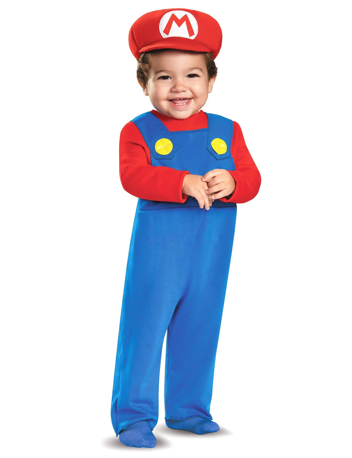 Kostým Mario pre bábätko modrá a červená s čiapkou