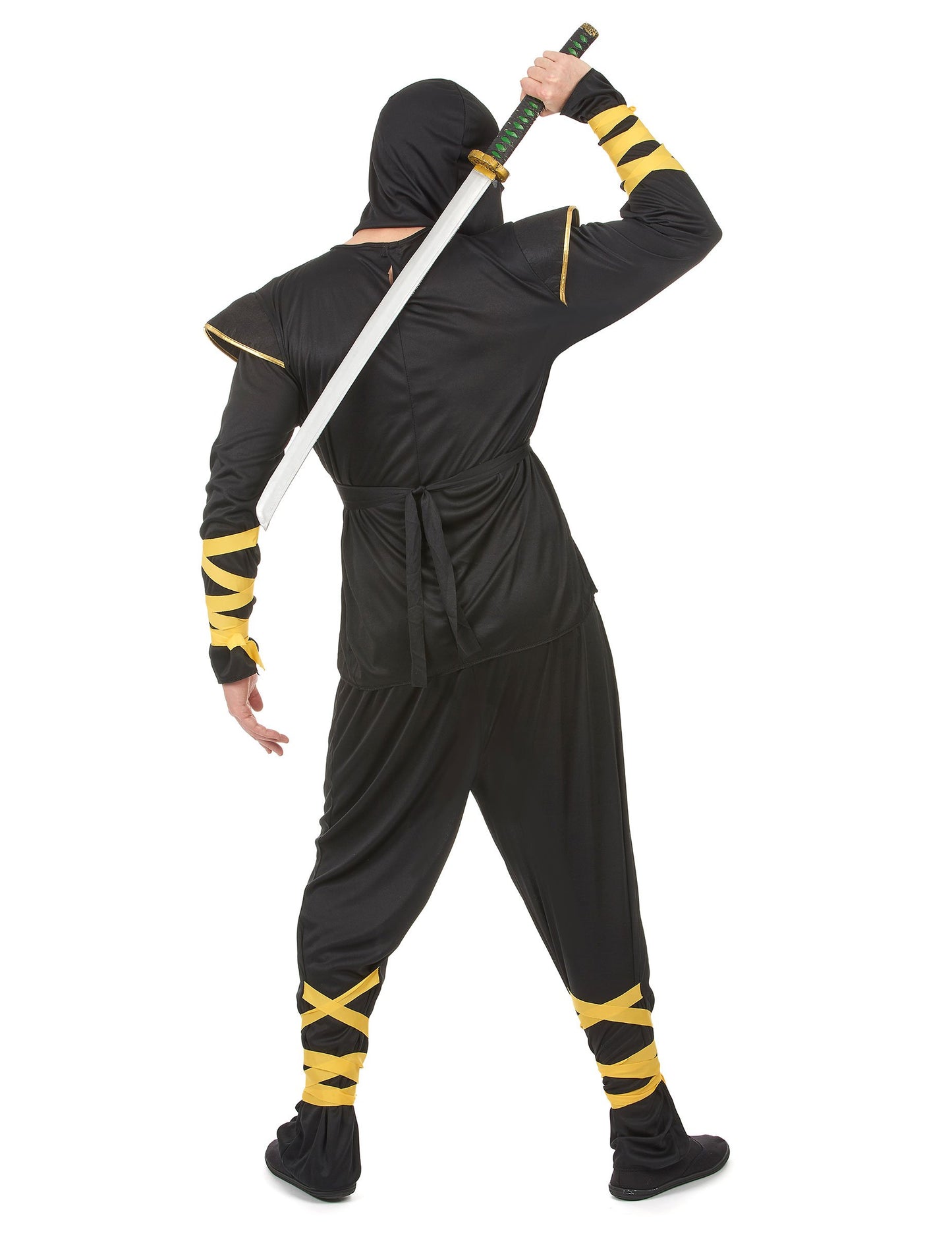 Pohľad zozadu na ninja kostým zlatých drakov pre mužov