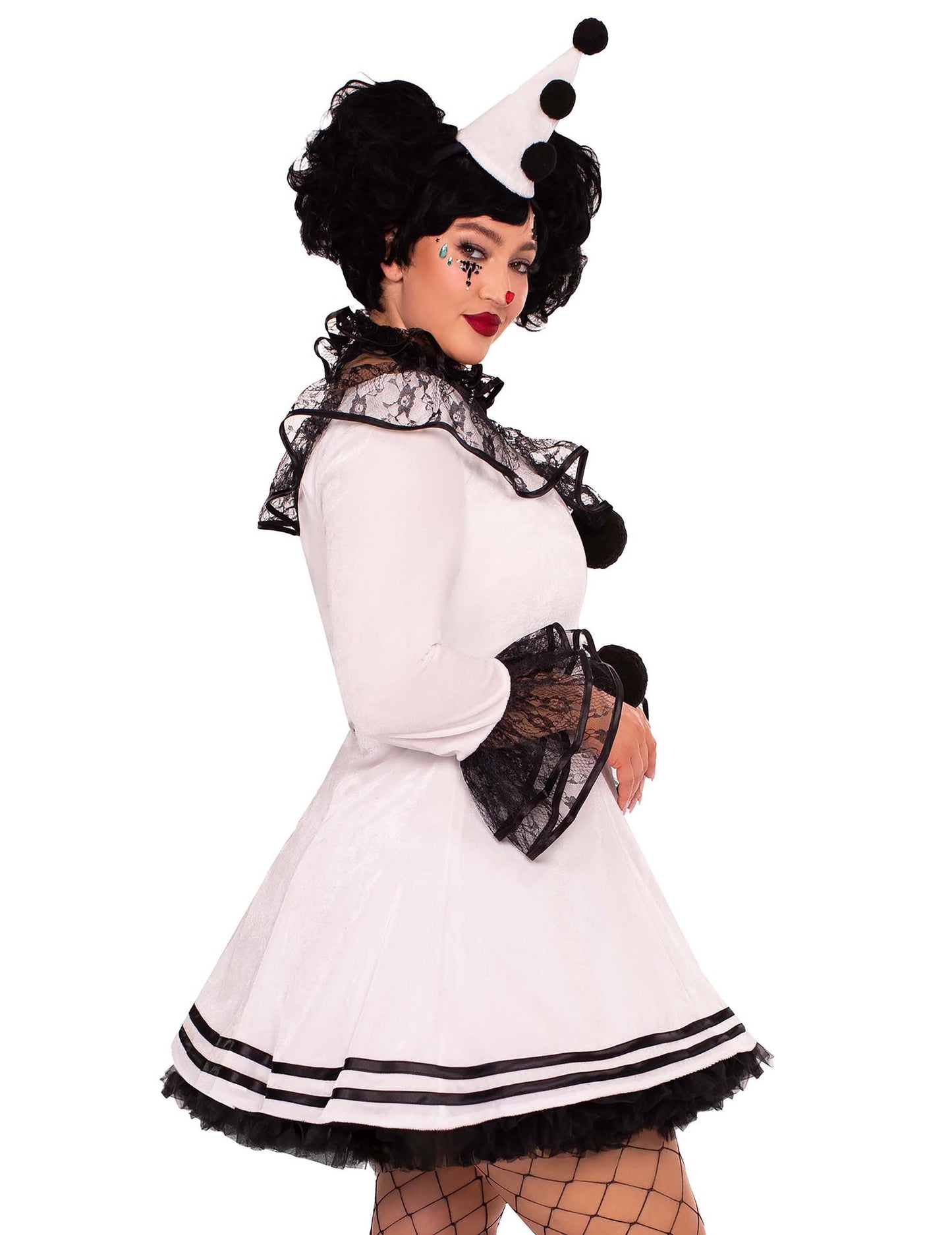 Sexy biely kostým Pierrot plus veľkosť pre ženy