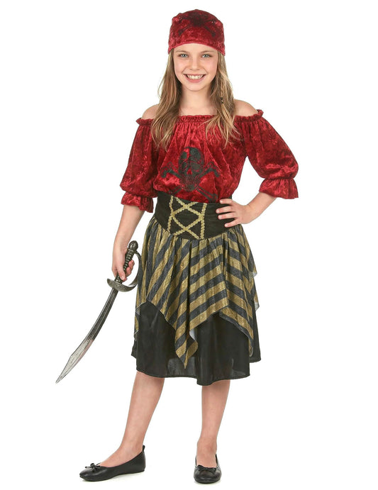 Vue de dos du déguisement de pirate pour fille