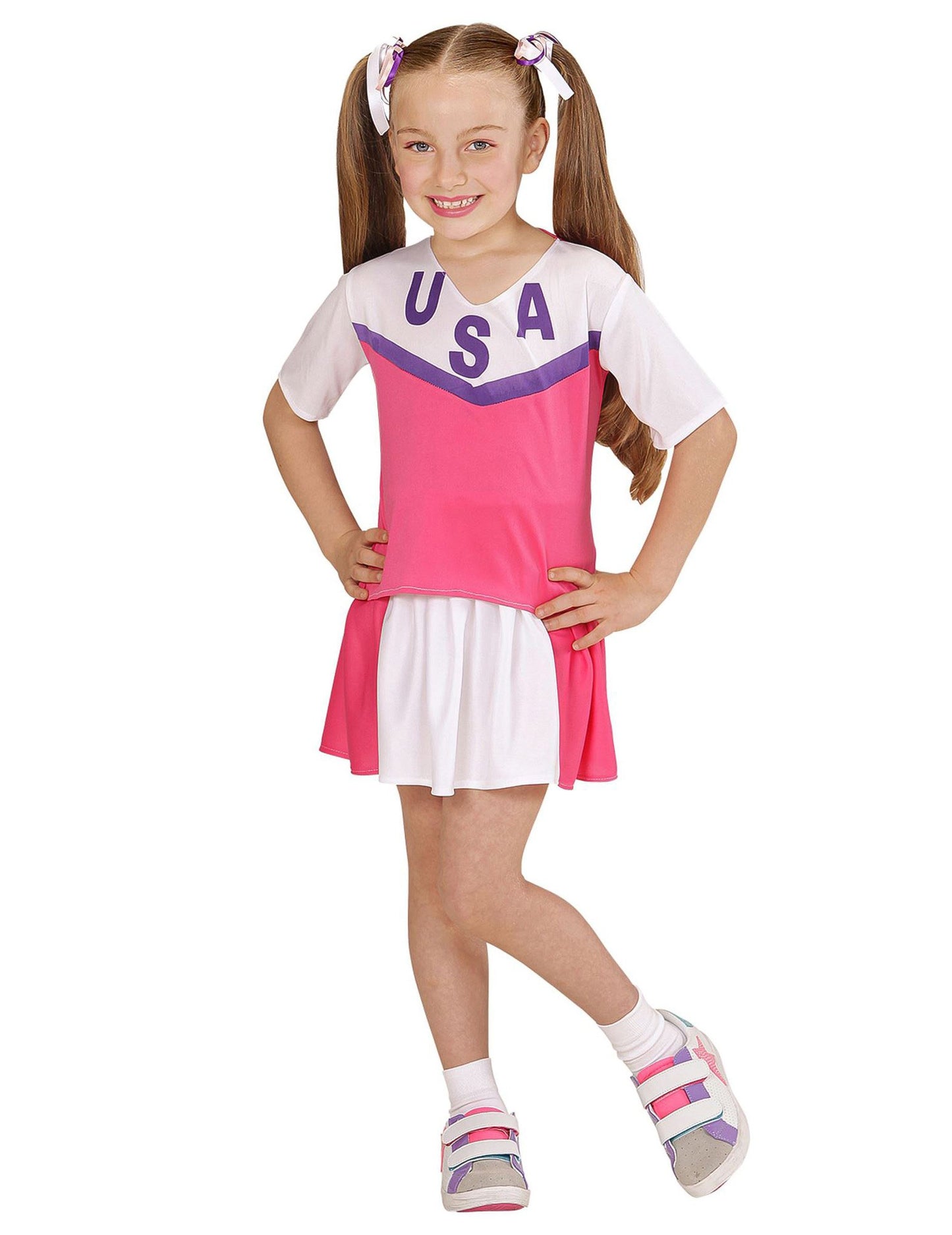 Pompom dievča prestrojene ružové a biele dievča