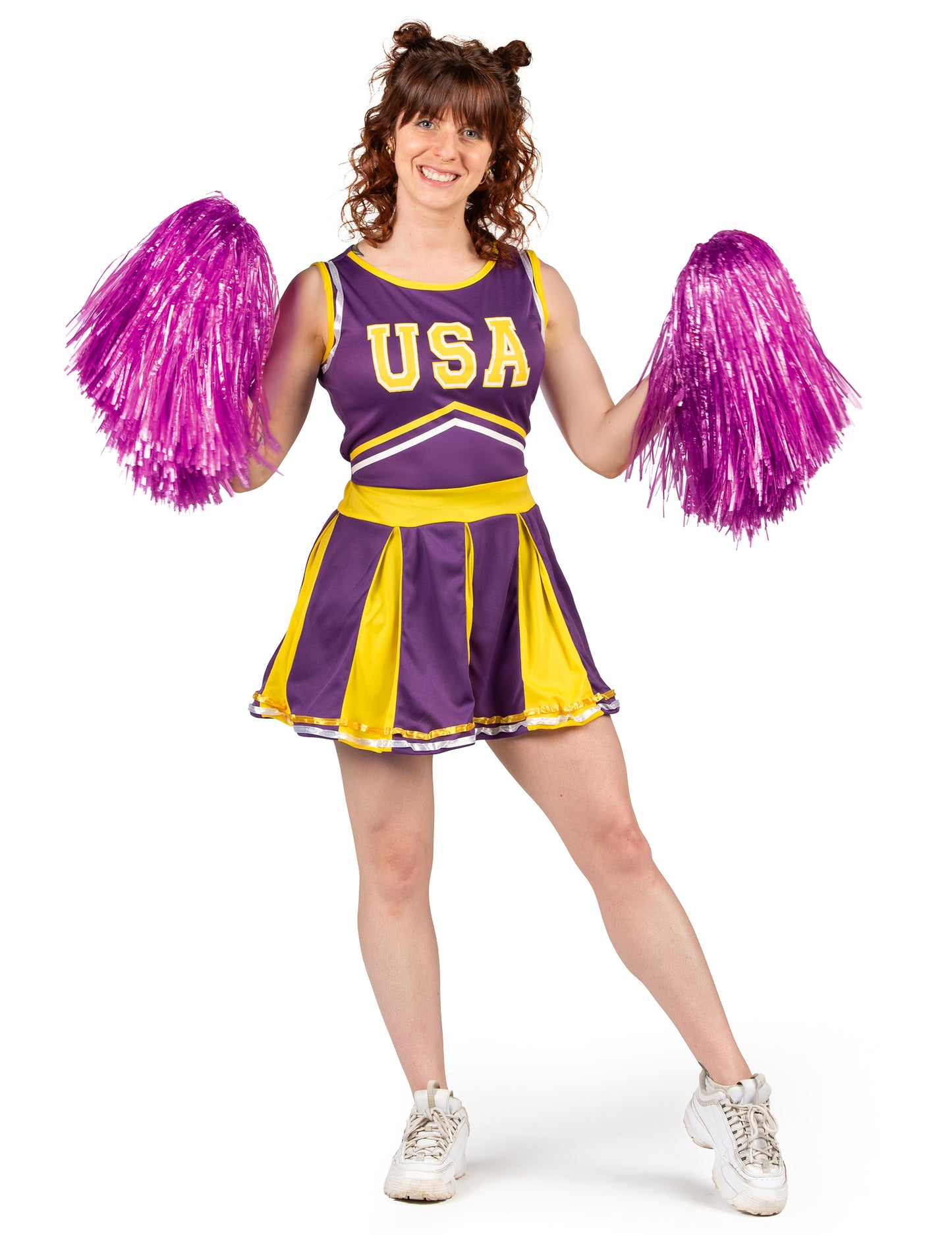 Pompom girl USA fialové a žlté ženy kostým