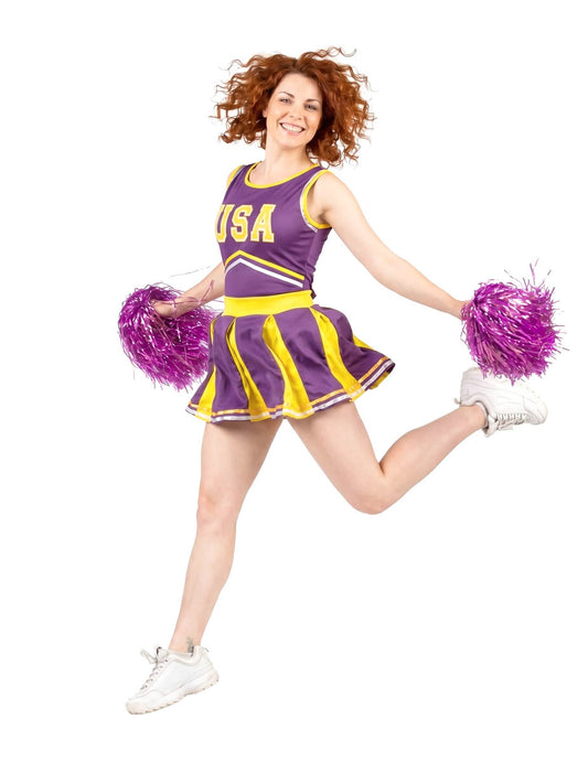 Pompom girl USA fialové a žlté ženy kostým