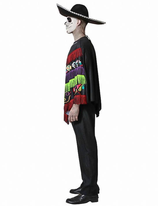 Poncho Skeleton Dia de los Muertos pre dospelých pre dospelých