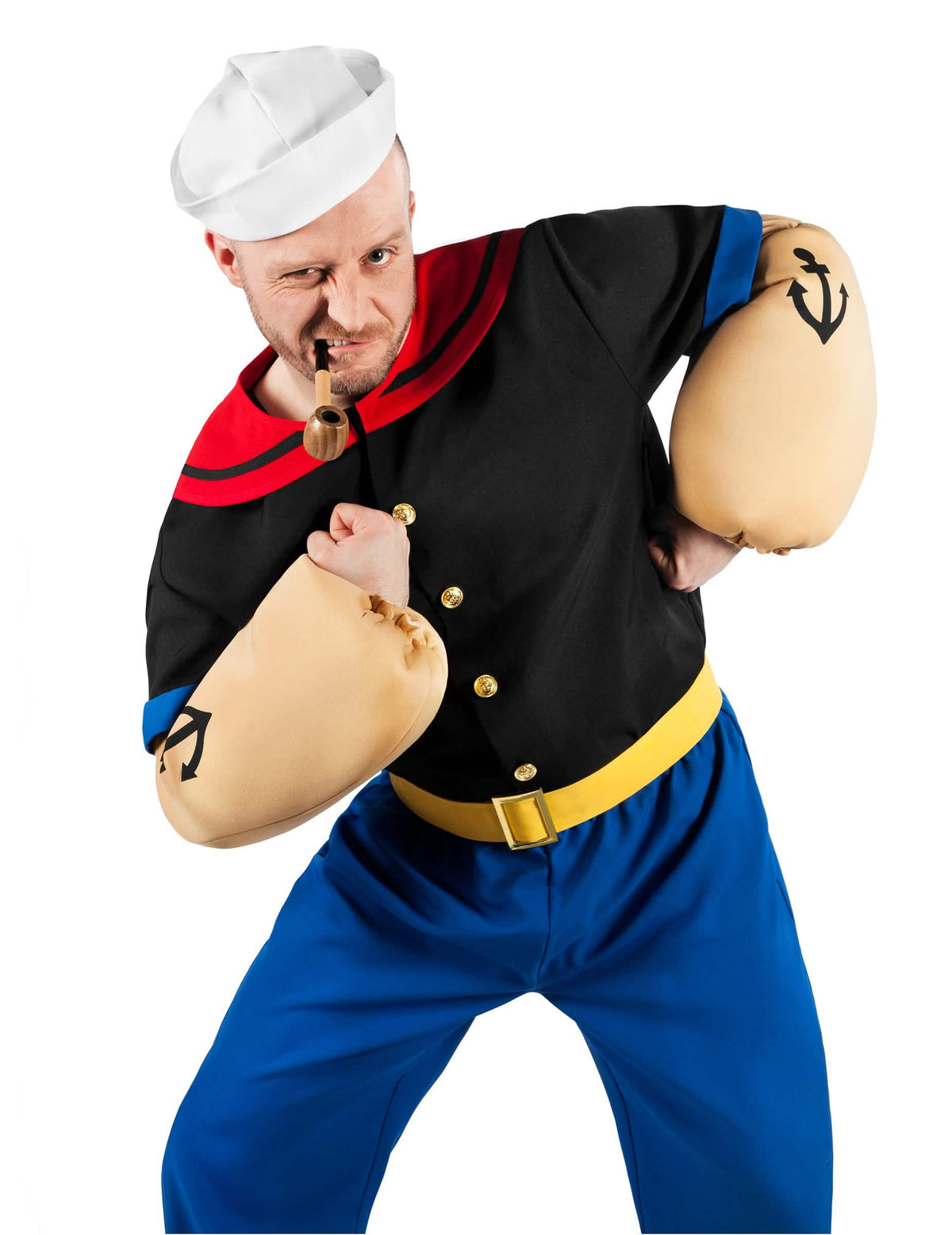 Kostým Popeye™ pre dospelých čierna a modrá s svalnatými rukami
