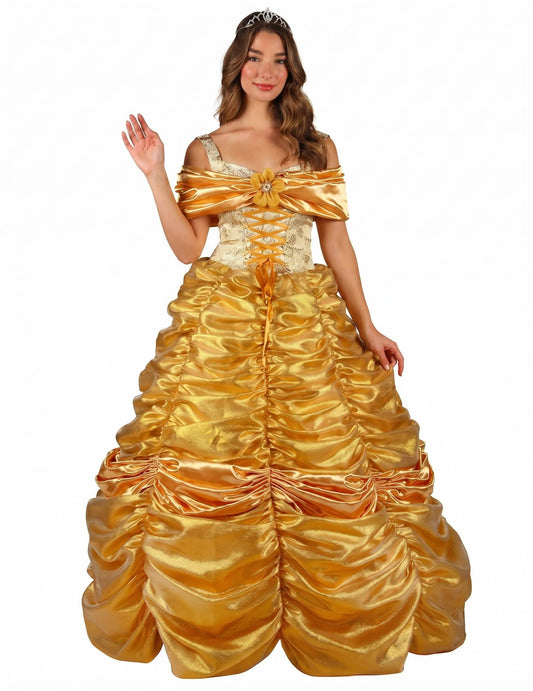 Prémiový žltý kostým princeznej pre ženy