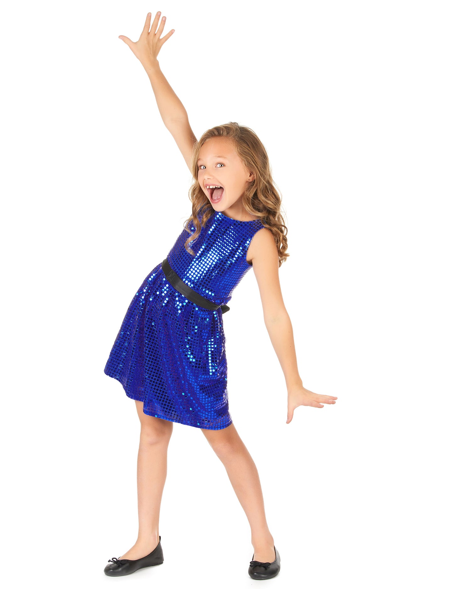 Blue Disco Disco Dress paillet s veľkým dievčenským uzlom