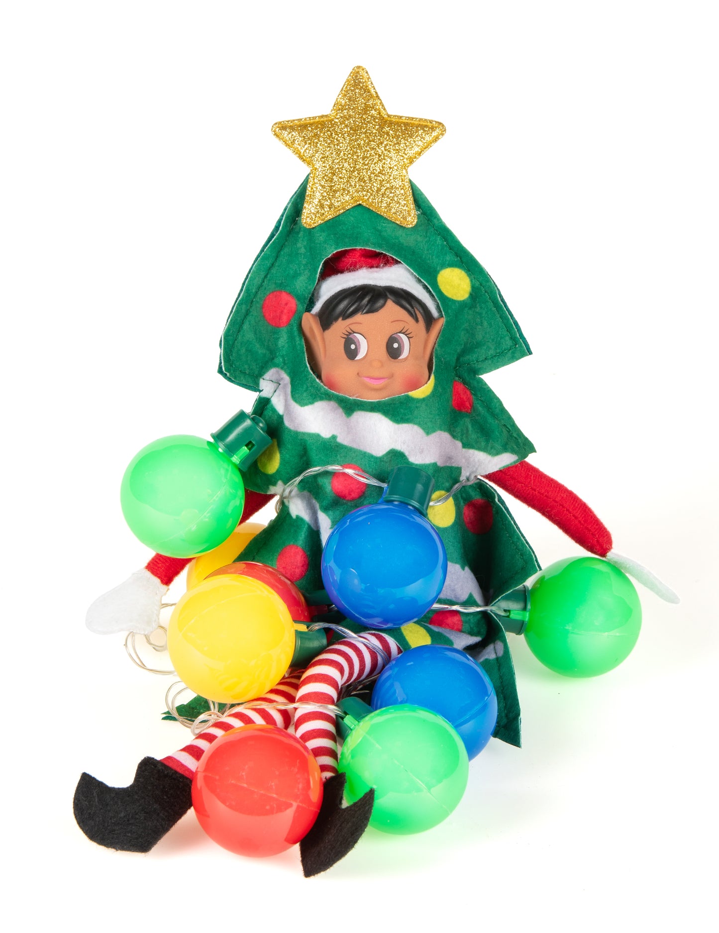 Kostým vianočného stromu pre Joker Elf Doll