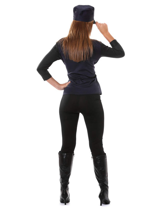 Vue de dos du déguisement sexy SWAT pour femme