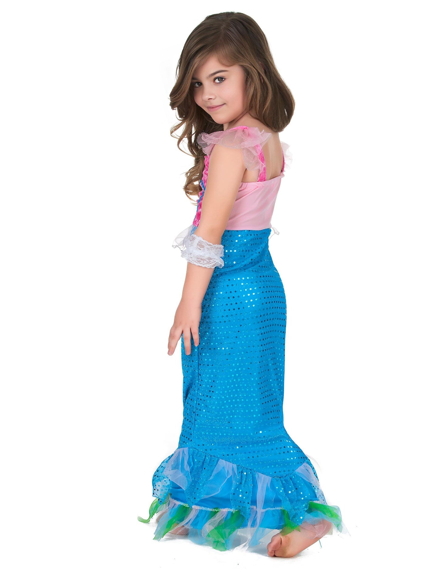 Pohľad z boku na rúško morská víla pre dievčatá