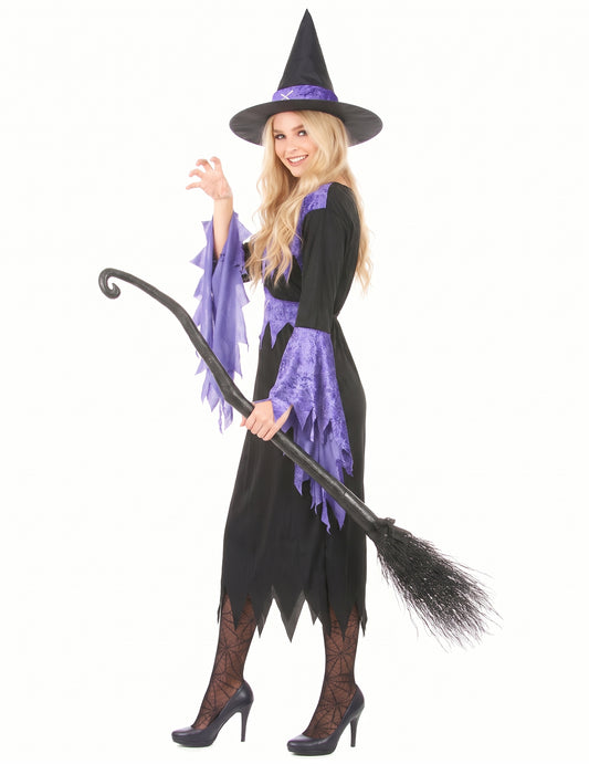 Fialová čarodejnica zamaskuje s klobúkom Halloween ženy