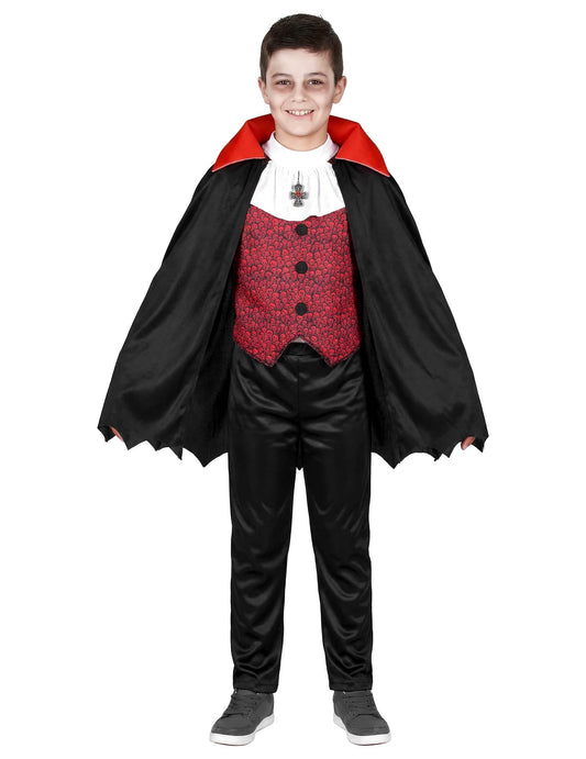 Vue de face du déguisement de vampire pour garçon