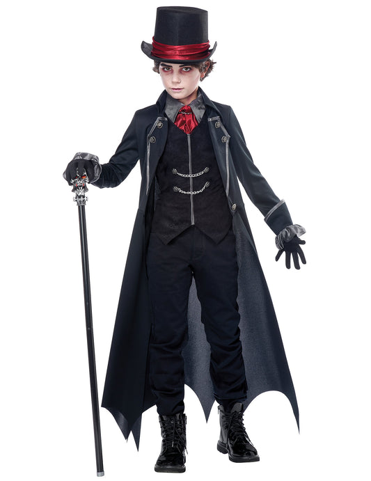 Vue de face du déguisement vampire gothique luxe pour garçon