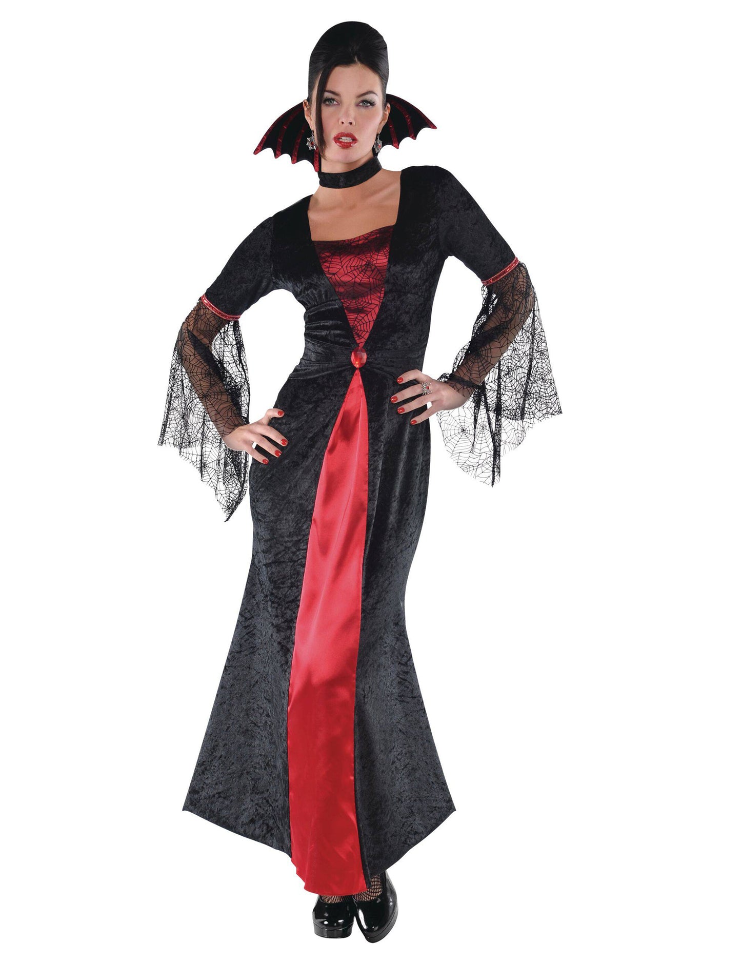 Červená a čierna kostýmová kostýmová žena