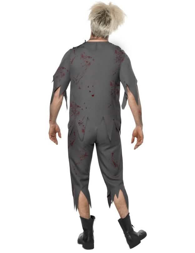 Pohľad zozadu na kostým školského zombieho