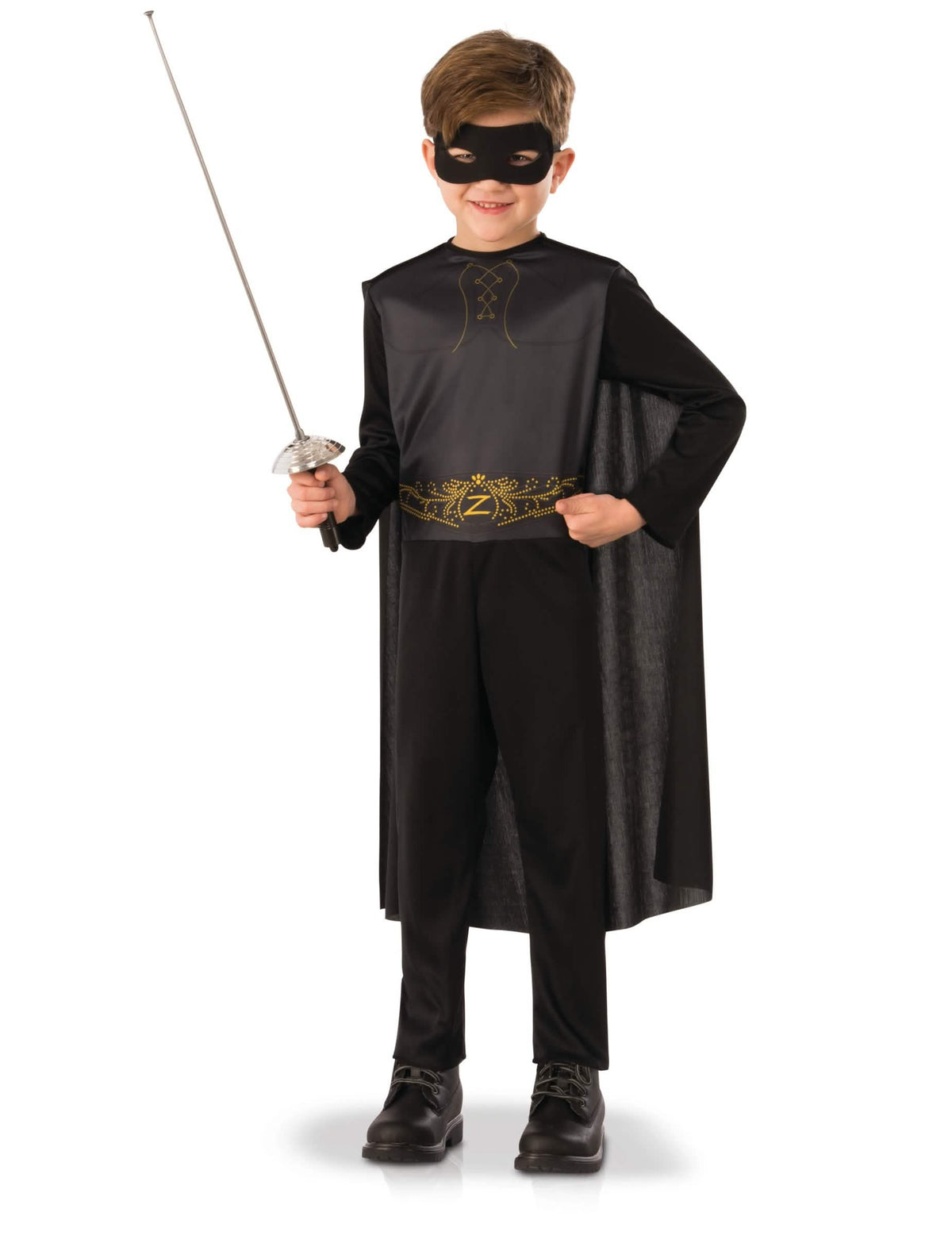 Klasický kostým Zorro pre chlapec čierna s plášťom a maskou