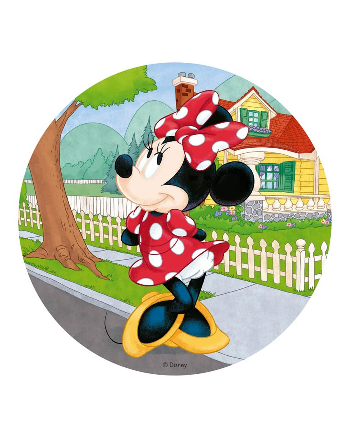 Disk z jedlého papiera Minnie pre dieťa červená s bielymi bodkami