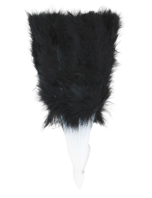 Vue fermée de l'éventail à plumes noires pour femme
