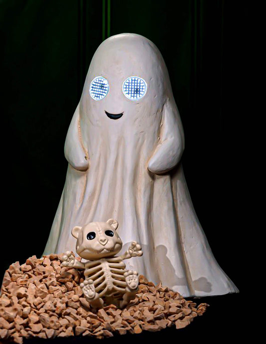 Dekoratívny duch Summerween z magnézie s animovanými LED očami 34,5 x 24 x 42 cm